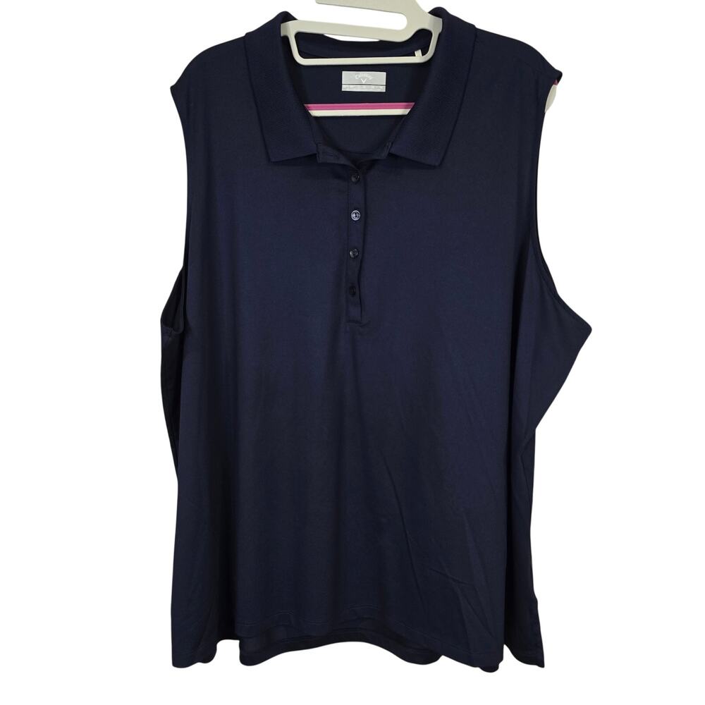 Women's Callaway Navy Blue Sleeveless Opti-Dri Golf Polo | Size 3X